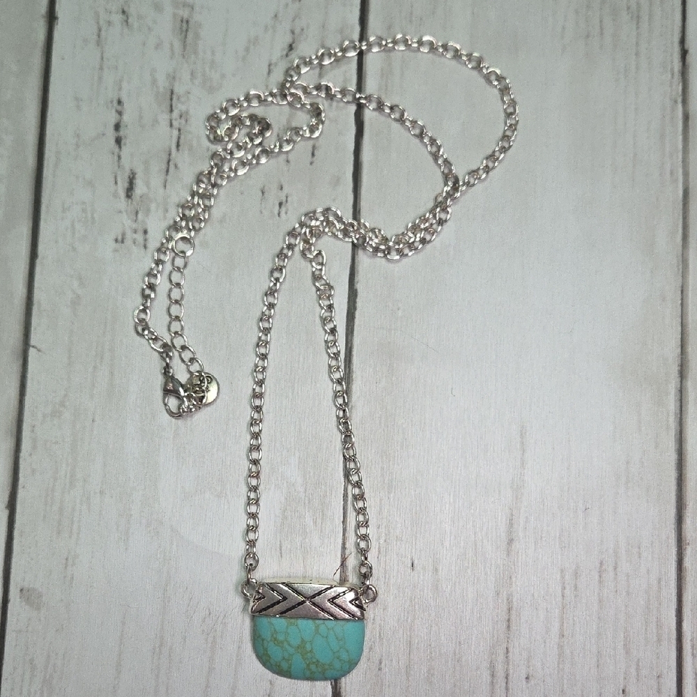Plunder Silver and Aqua Necklace - Picture 2 of 6